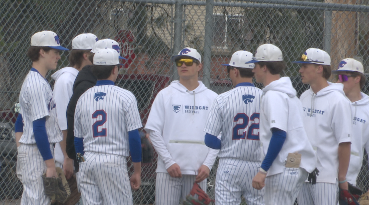 Columbia Falls Baseball huddled up before a game, Tuesday, April 15, 2026