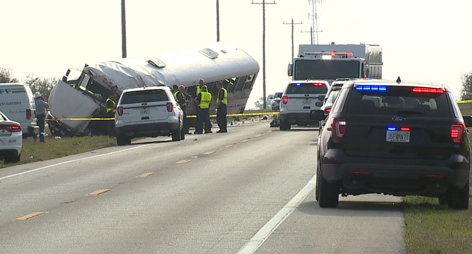 Tanker truck and bus crash in Polk County on 4/3/23