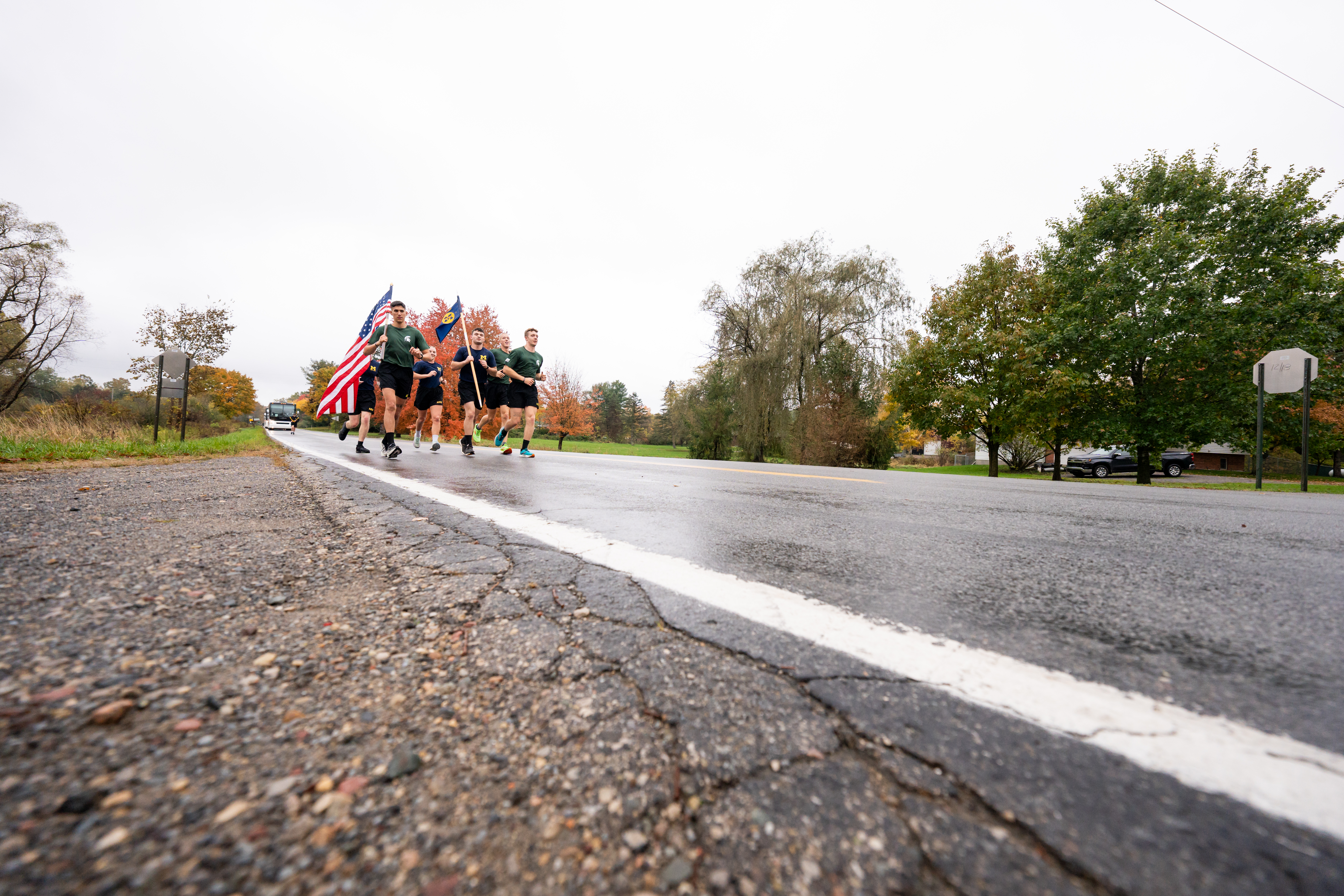 Alex's Great State Race begins at the University of Michigan and ends at Michigan State University