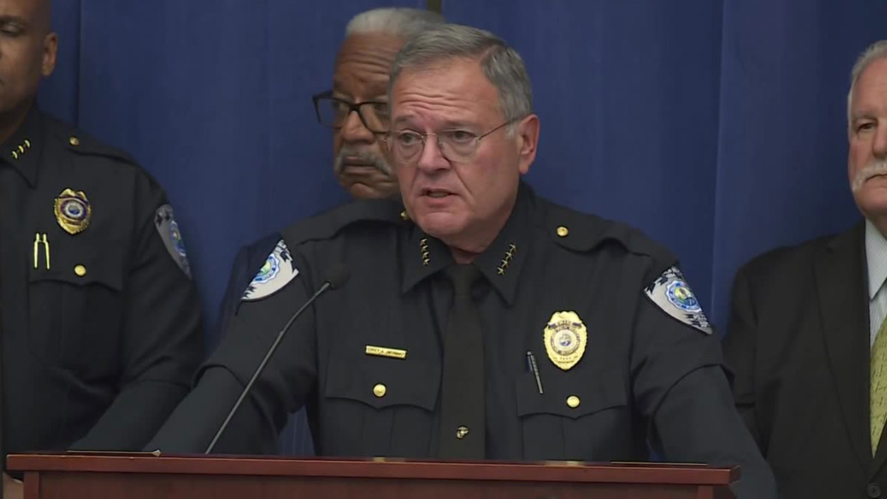 West Palm Beach Police Chief Tony Araujo holds a news conference on Dec. 11, 2025, to announce the arrest of eight suspects in Operation Old School. 