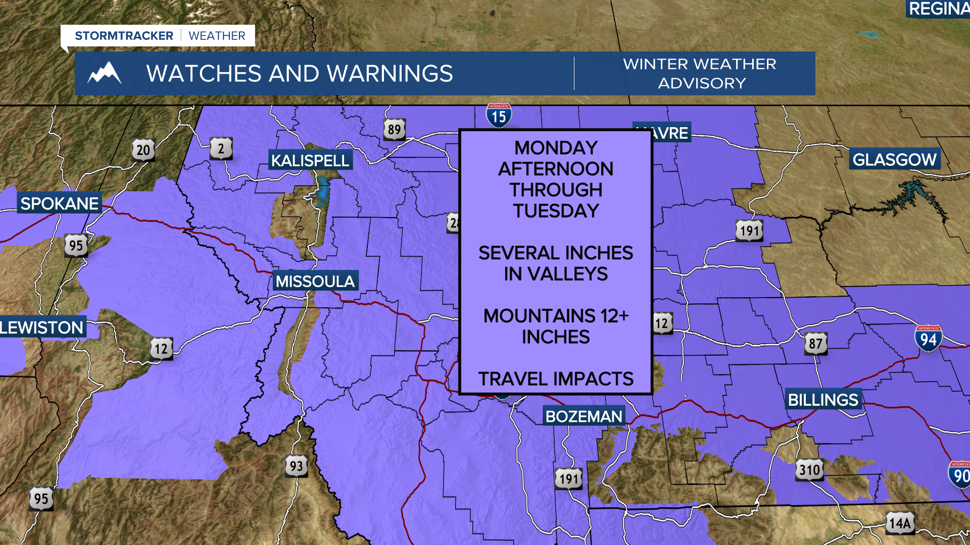 Winter Weather Advisories throughout the region