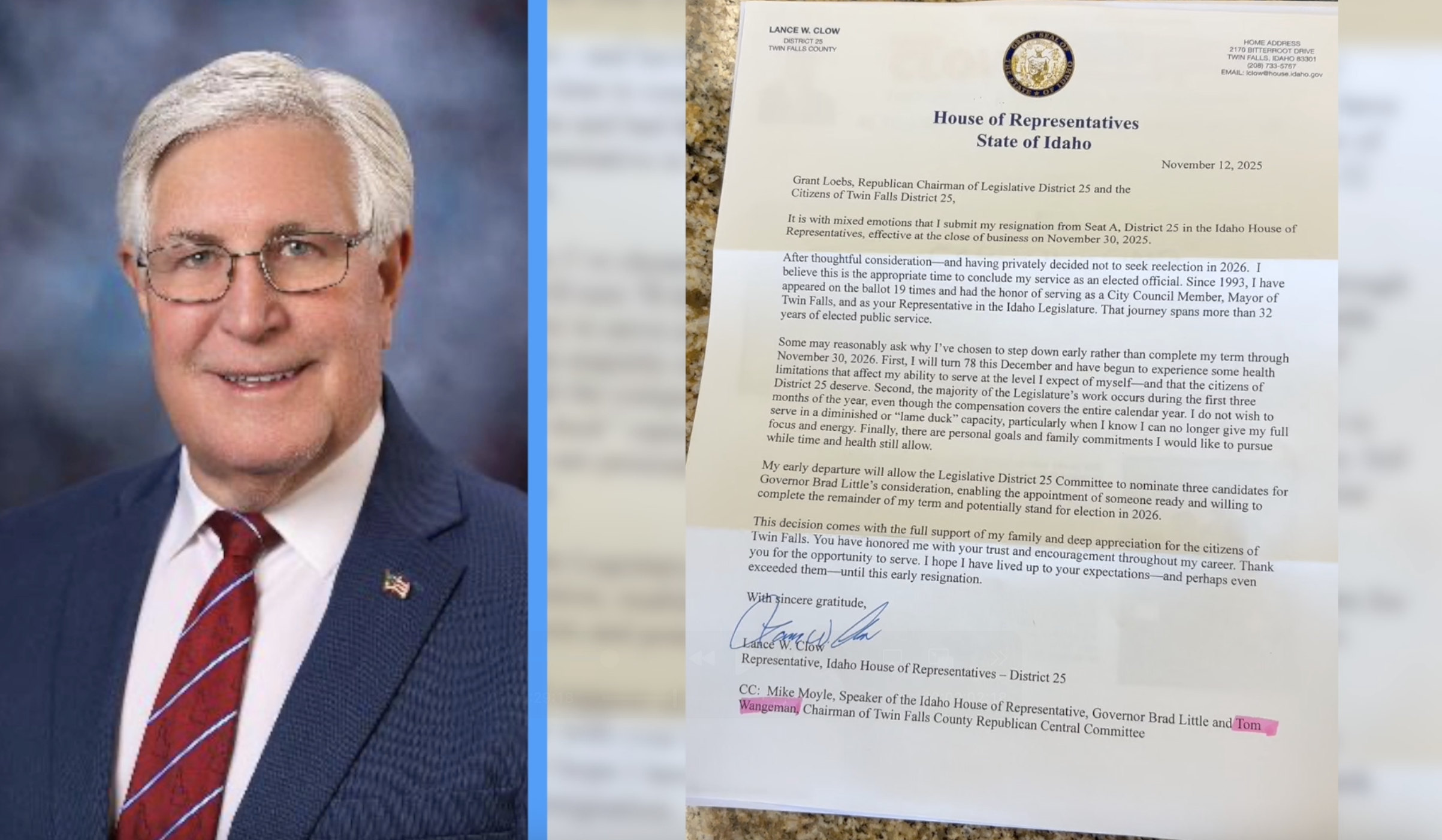 Twin Falls Rep. Lance Clow Resigns After 12 Years in Idaho House