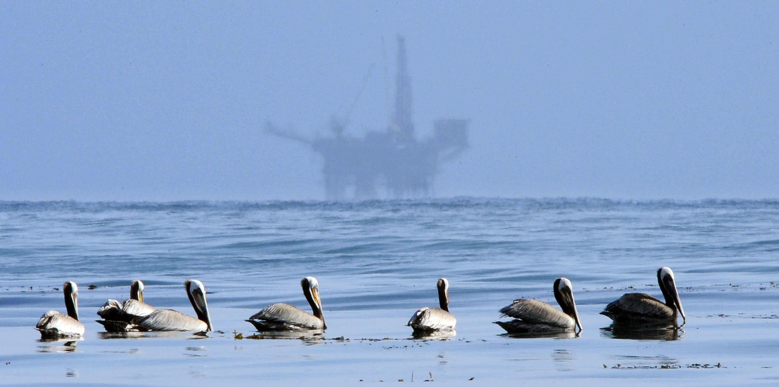 oil platform in the background in the Santa Barbara Channel