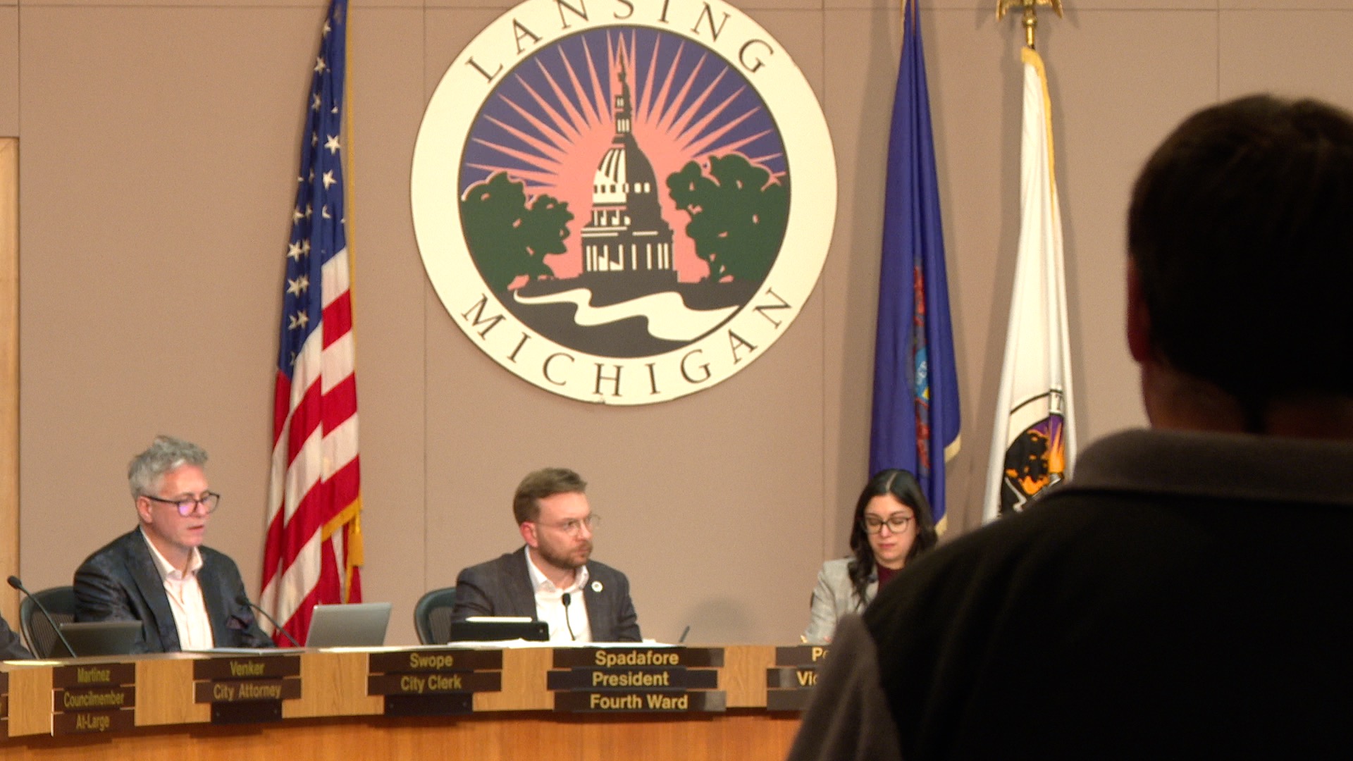 Looking inside Lansing City Council chambers on Jan 12, 2026