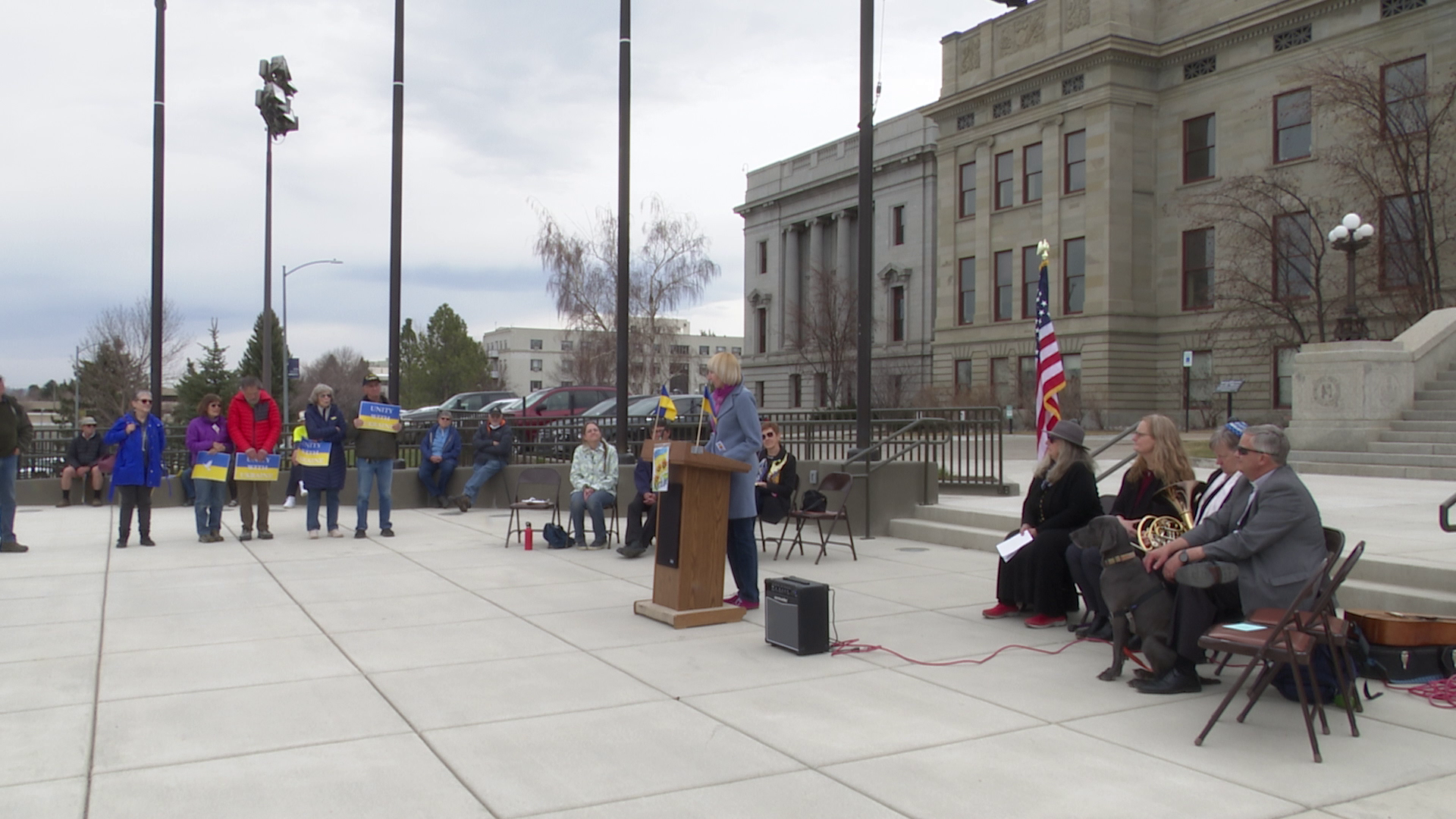 Scores gather at Montana Capitol for "Unity With Ukraine" rally