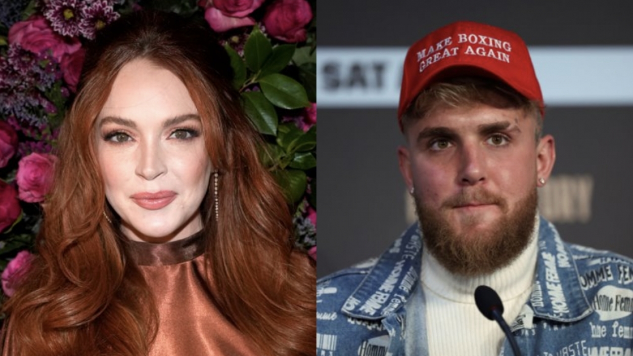 Combination photo of actress Lindsay Lohan and influencer Jake Paul.