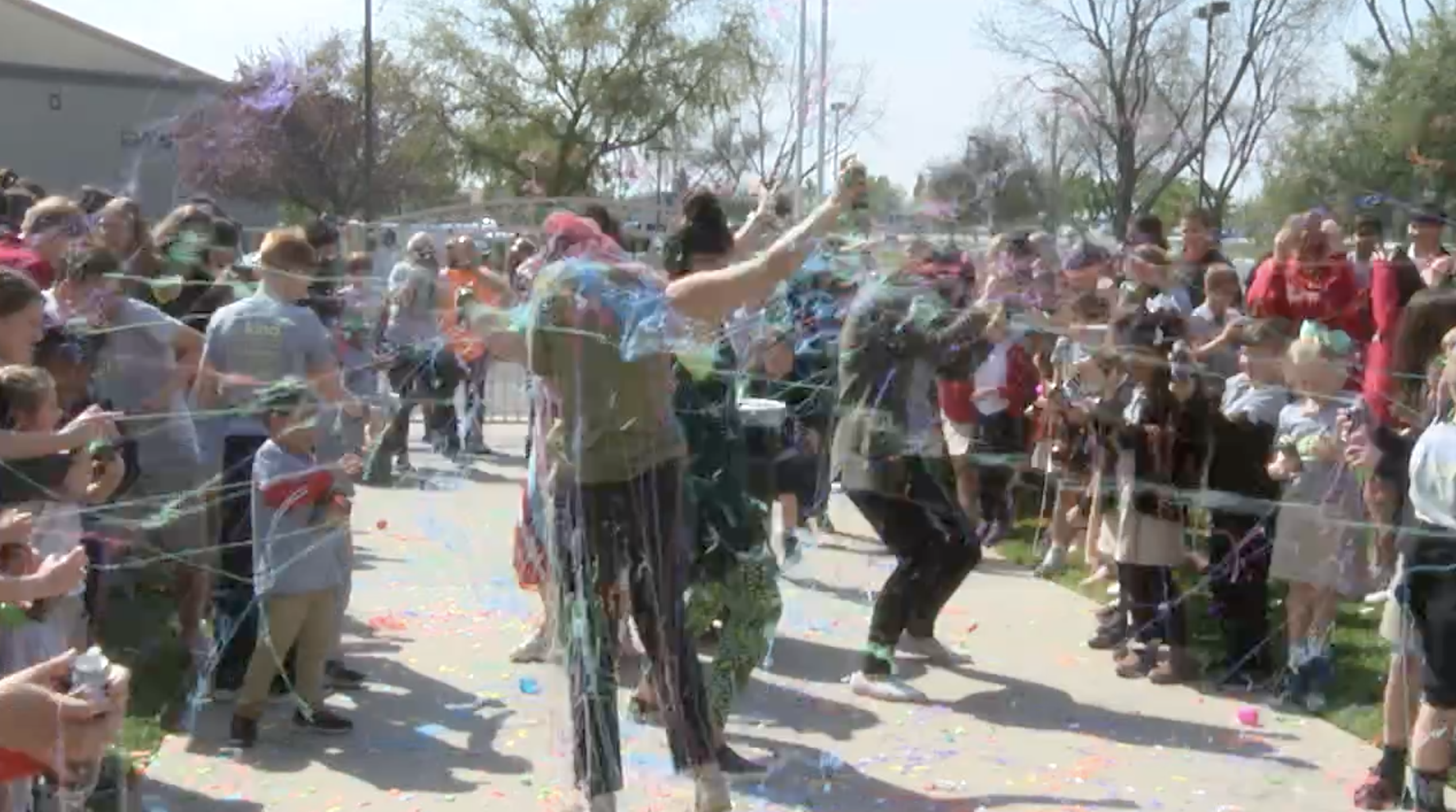 Silly string fight at st johns lutheran in bako