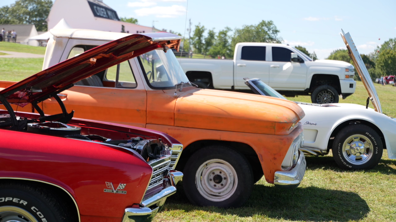 Cars on display at Sunday's car show at Uncle John's Cider Mill