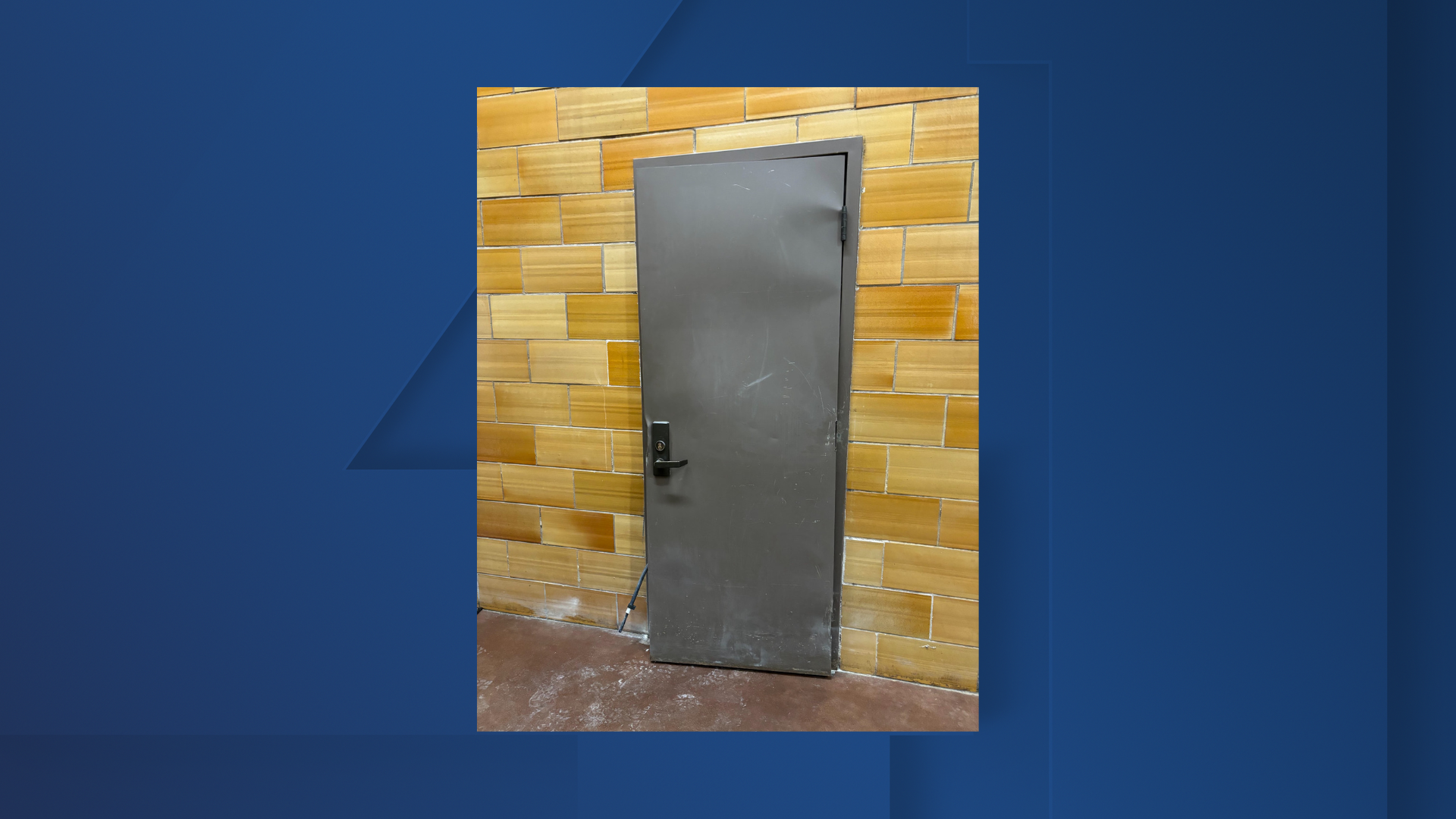 Door to storage closet where Wyandotte High School fire started Jan. 30.