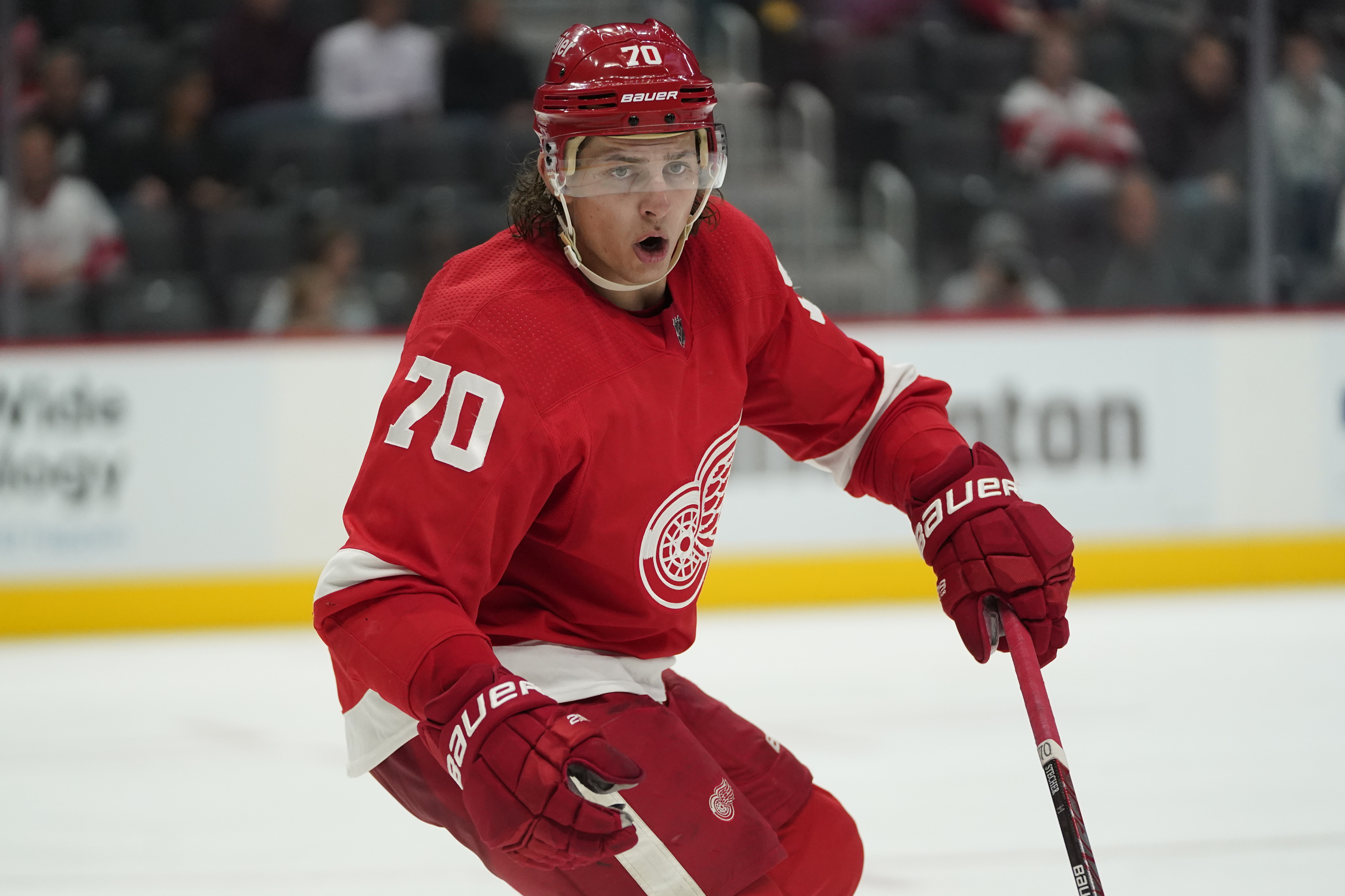 FILE Troy Stecher Sabres Red Wings Hockey