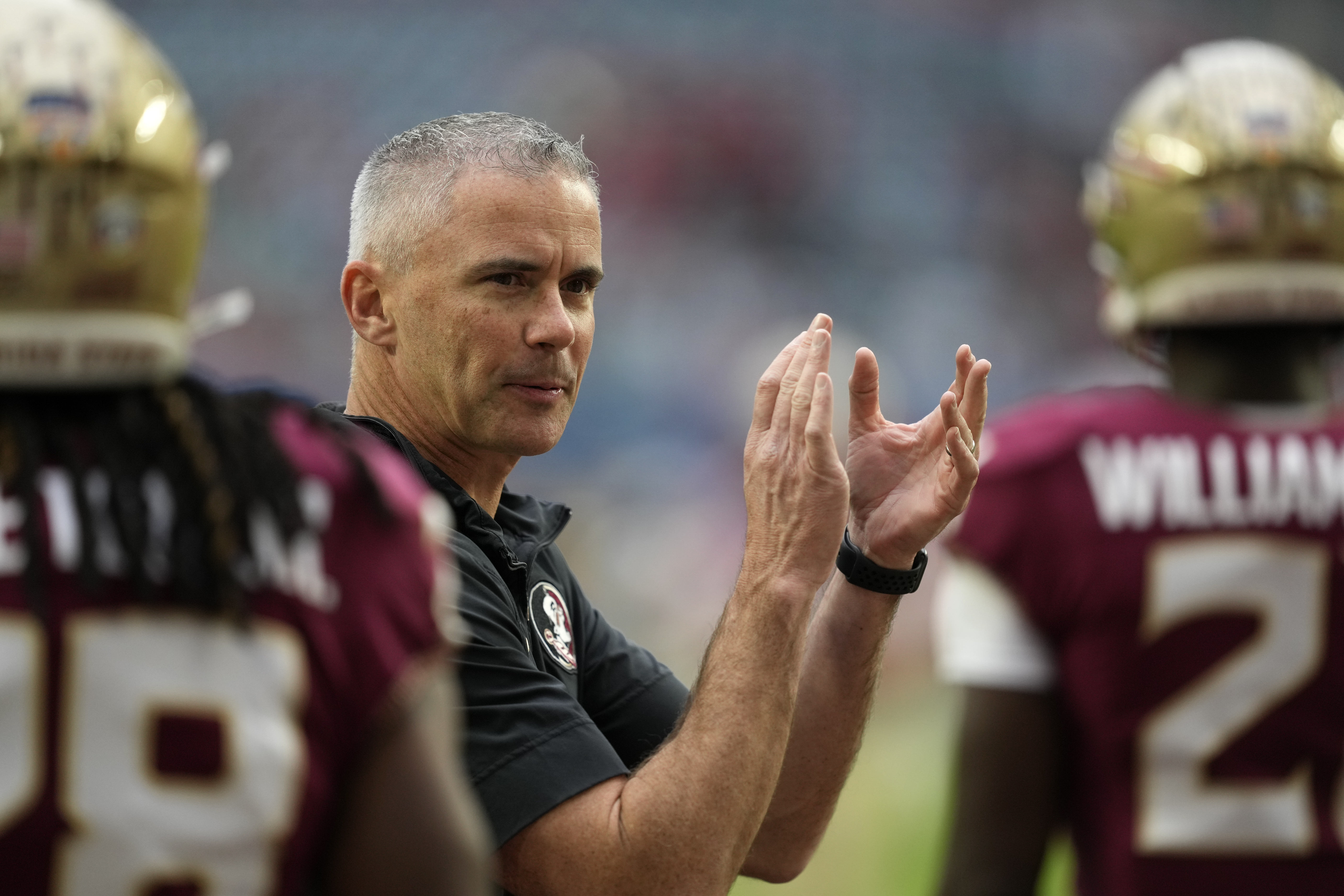 Florida State Seminoles head coach Mike Norvell claps before Orange Bowl, Dec. 30, 2023