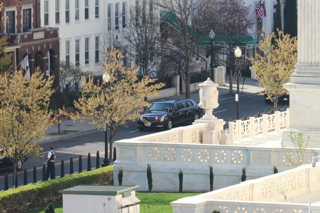 President Donald Trump's motorcade arrives at the U.S. Supreme Court, Wednesday, April 1, 2026, in Washington.