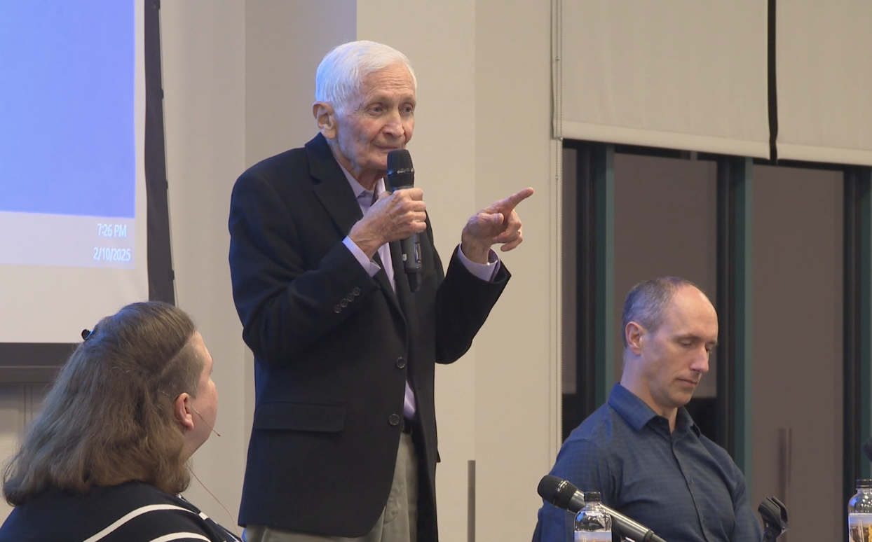 Former Attorney General Jim Jones addresses the audience at a panel on citizen-led initiatives on Monday, Feb. 10, 2025 at the Herrett Center.