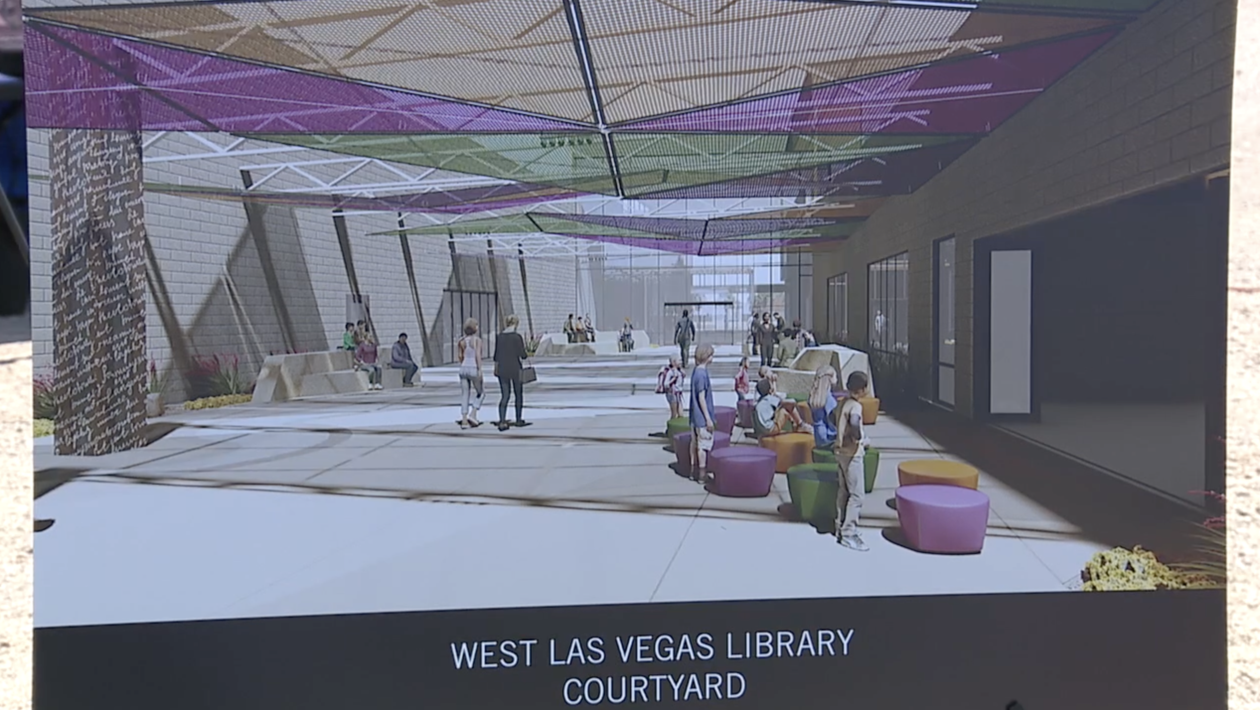 Rendering West Las Vegas LIbrary Courtyard