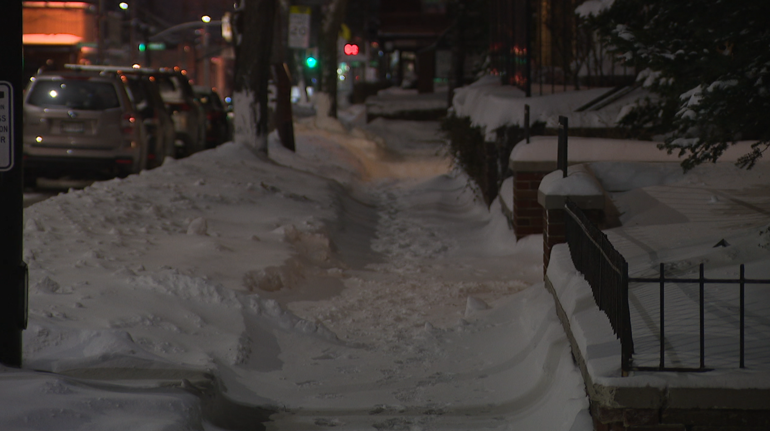 Snowy sidewalk in Cleveland