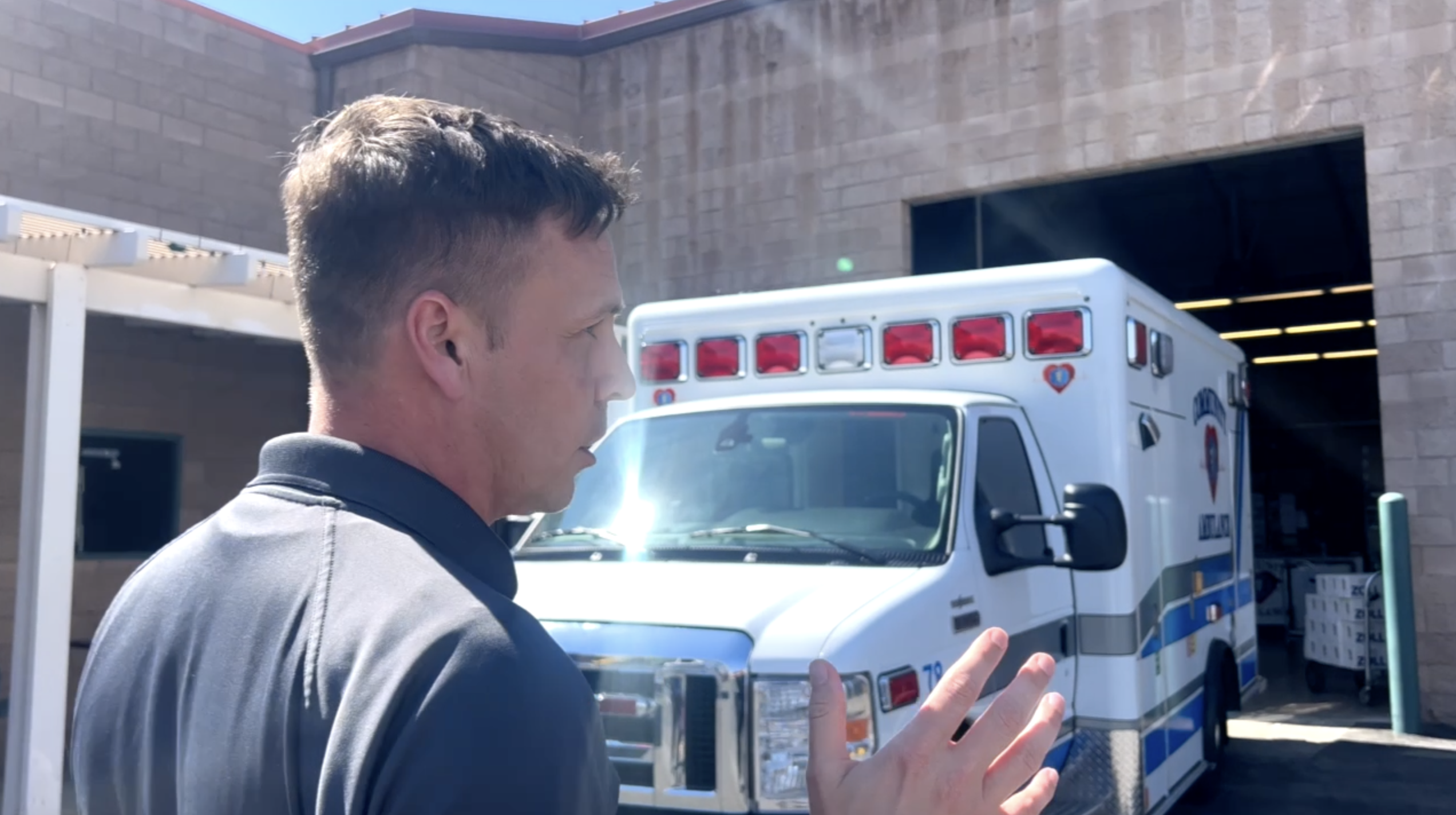 Community Ambulance Senior Director Glen Simpson shows Channel 13 Reporter Paulina Bucka around some of their facilities.