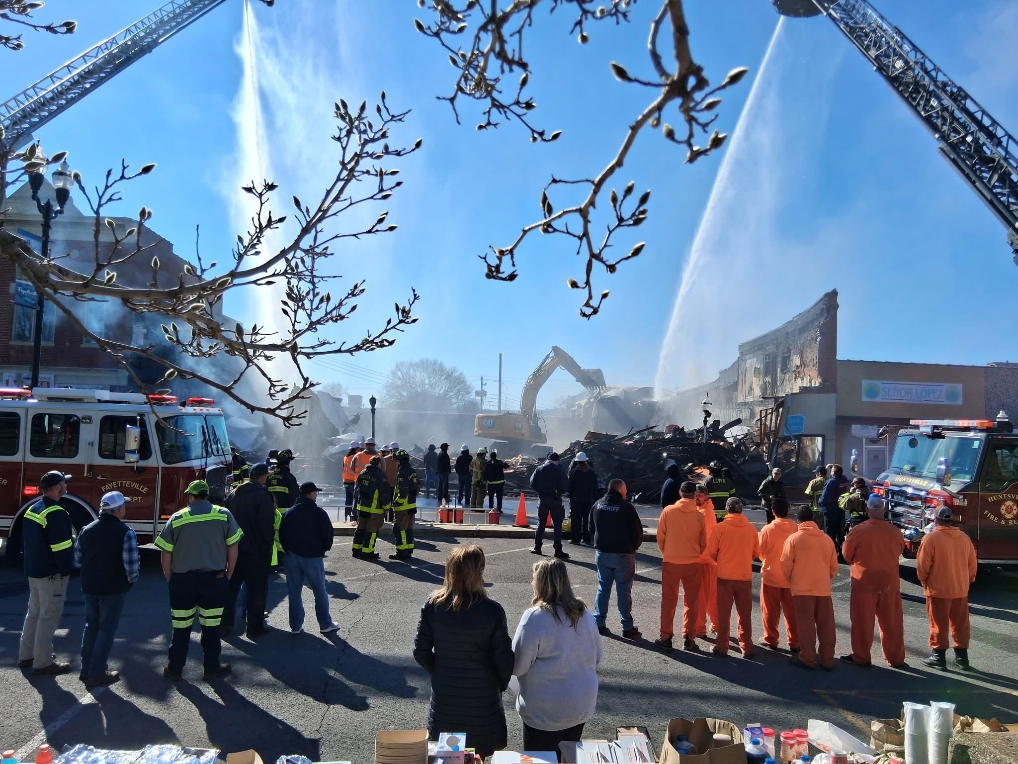 Fayetteville fire destroys downtown businesses, injures 3 firefighters