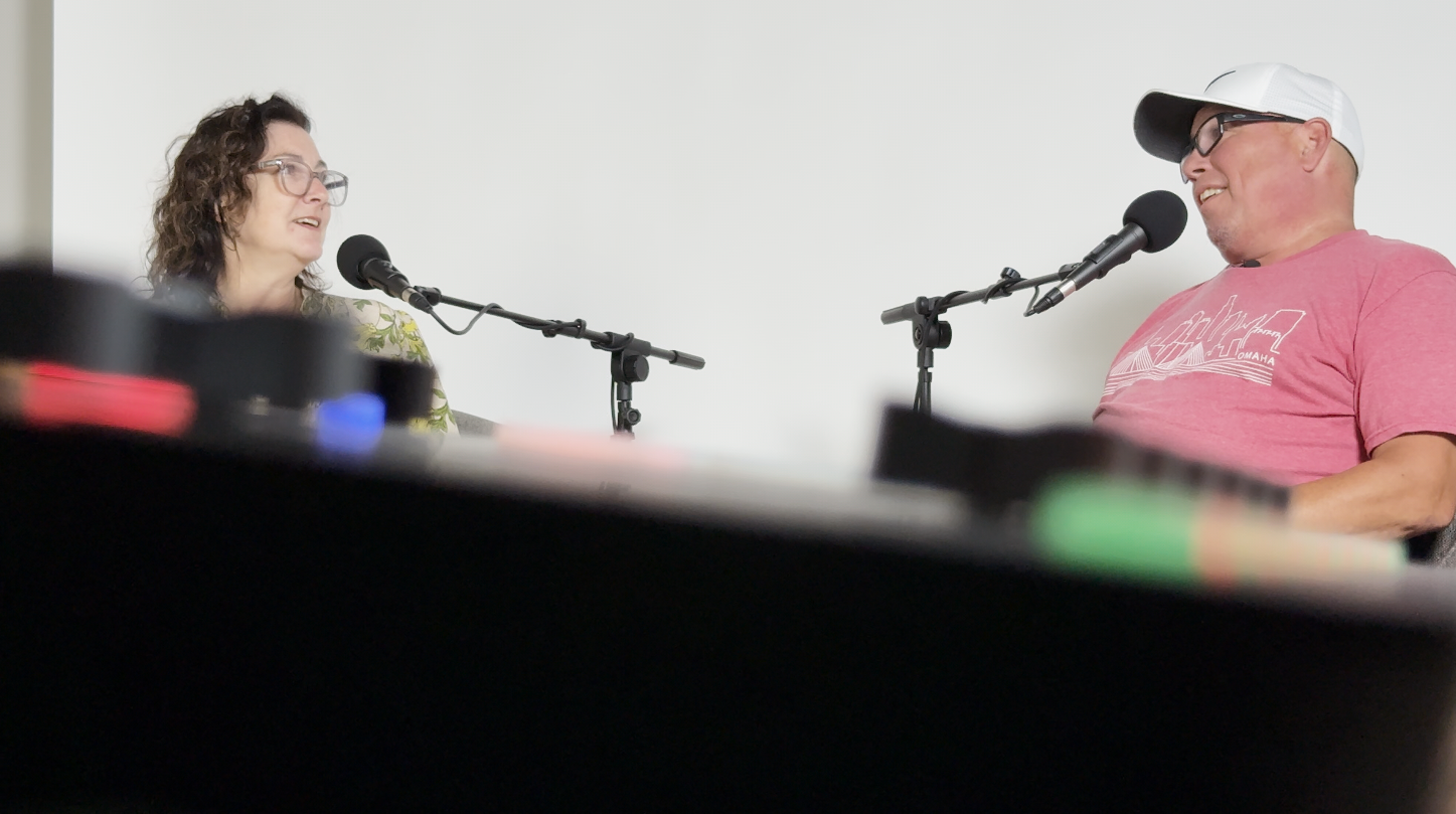Molly Cavanaugh and Big Party record The Big Party Show podcast at Hurrdat, July 2025.