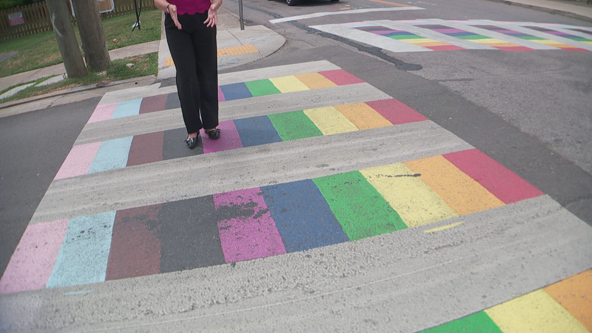 Just days after the crosswalk was finished, the city is already dealing with targeted vandalism. 