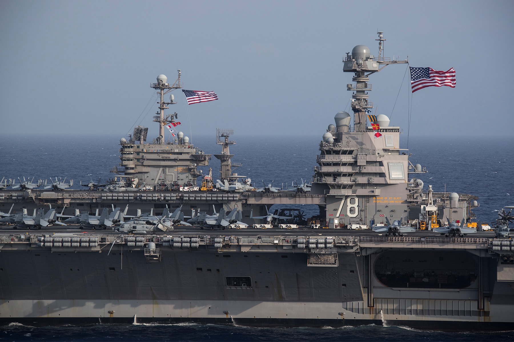 USS Gerald R. Ford and USS Harry S. Truman dual carrier operations