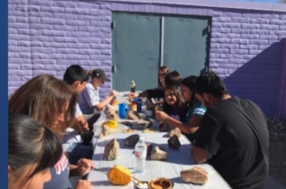 Students painted a mural at C.E. Rose Elementary