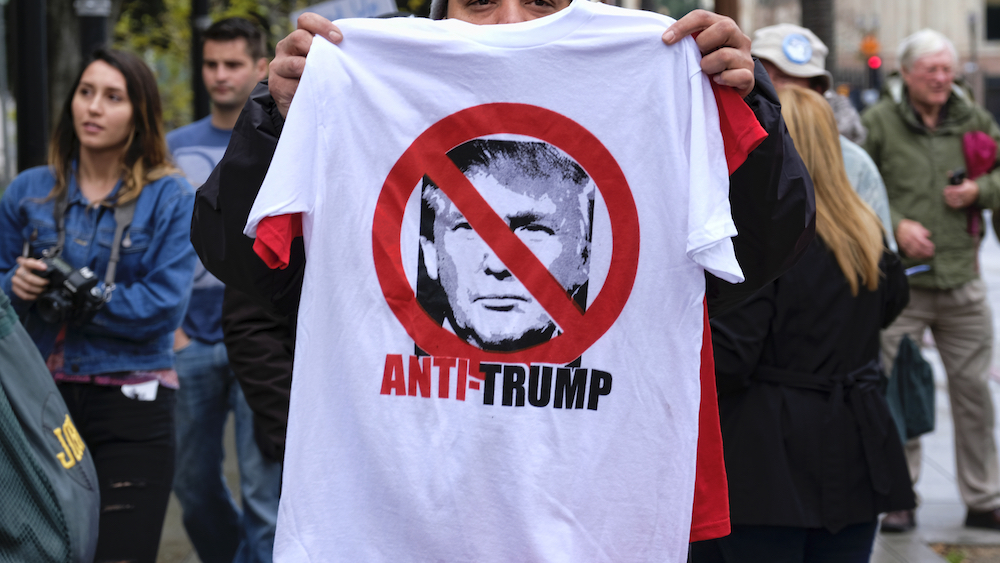 A New Hampshire woman was told she couldn't vote in an anti-Trump shirt — so she went topless
