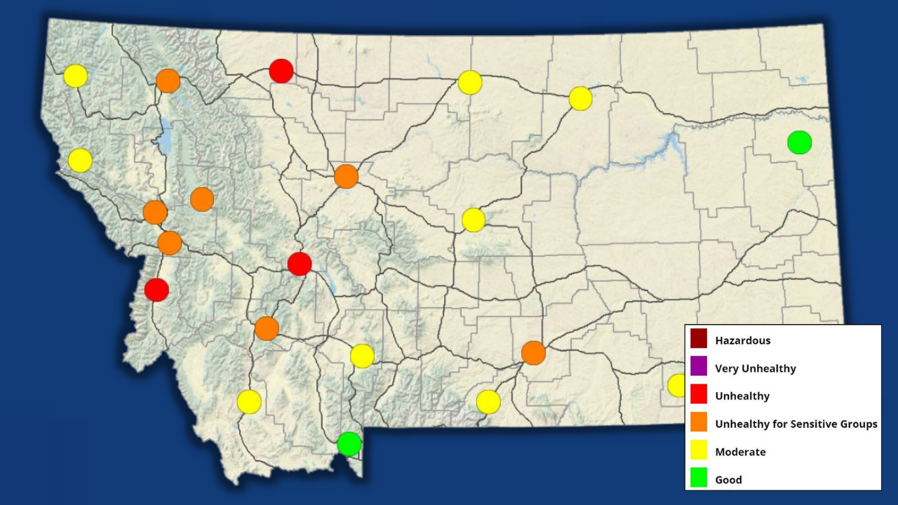 Air quality in Montana on Sunday, July 18, 2018