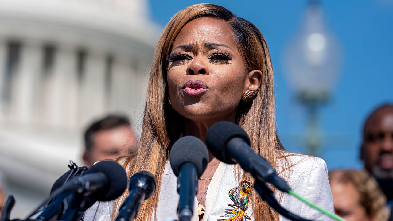 Rep. Sheila Cherfilus-McCormick, D-Fla., condemns hate speech and misinformation about Haitian immigrants, at the Capitol in Washington, Friday, Sept. 20, 2024.