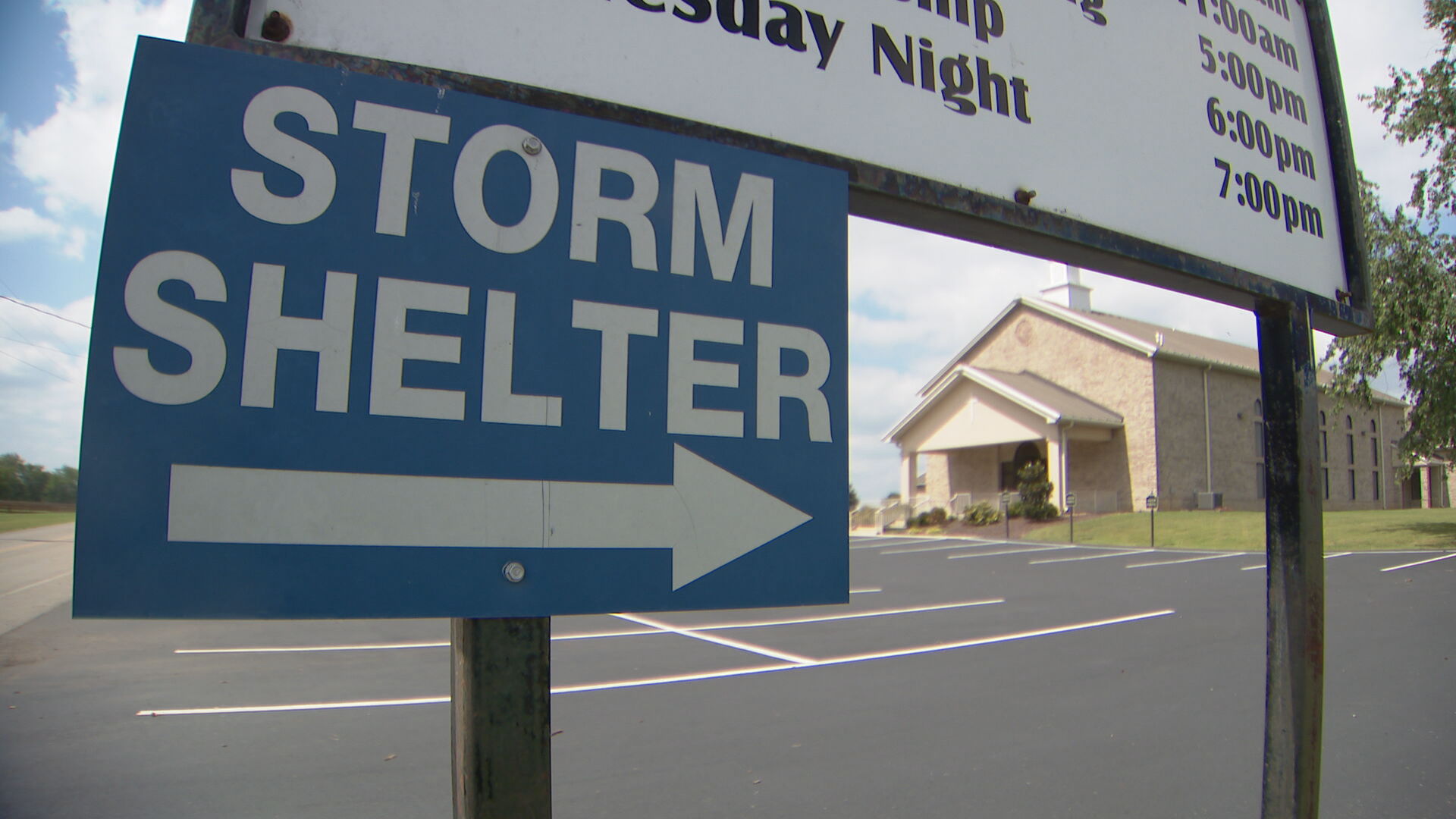 community storm shelter sign