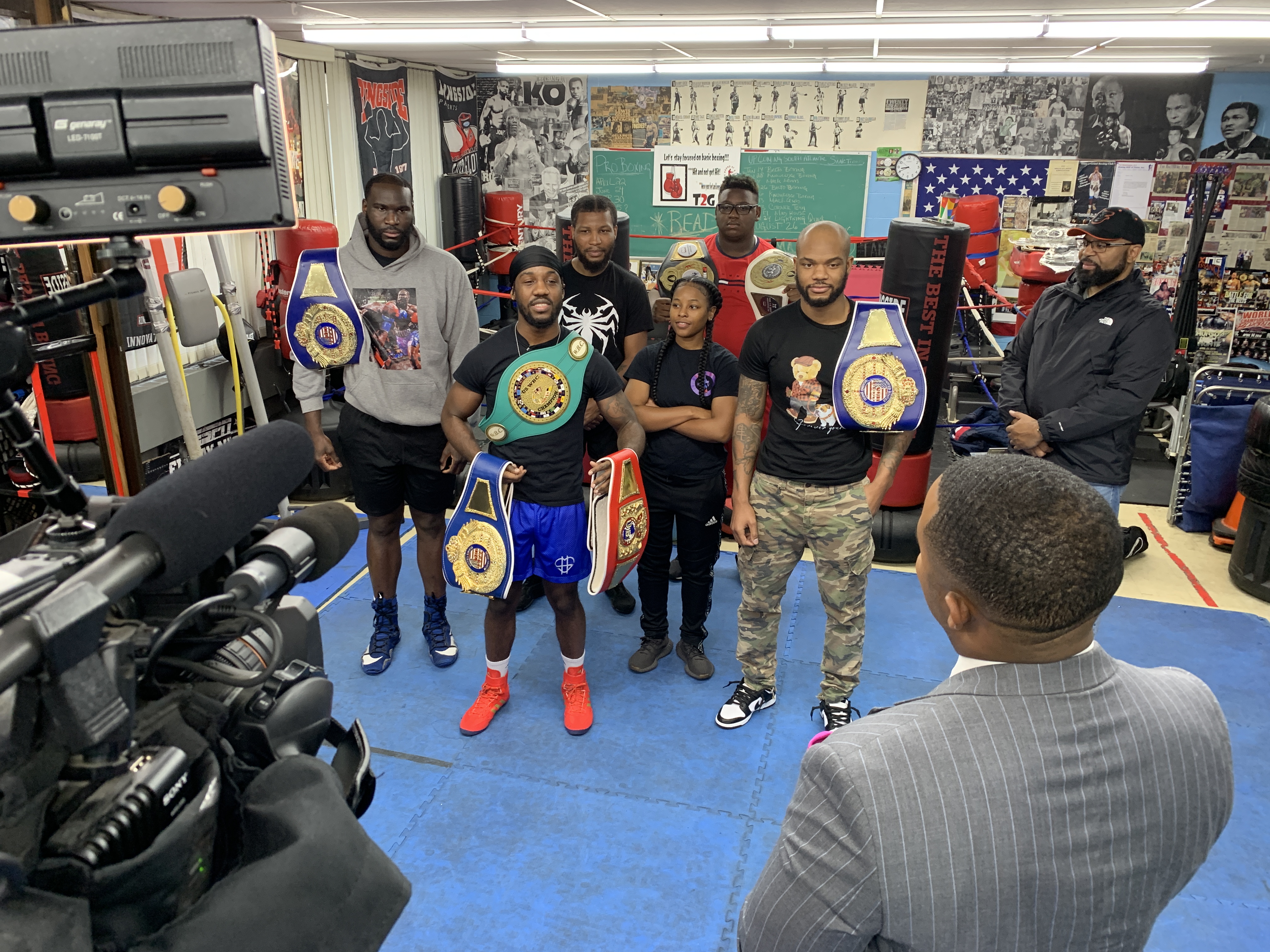 Mack "Papi" and fellow fighters interview with WMAR-2 News inside "Time2Grind" Boxing gym