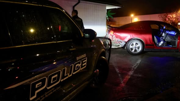 Search for domestic violence suspect who rammed two Shawnee police cars, another person's car Thursday