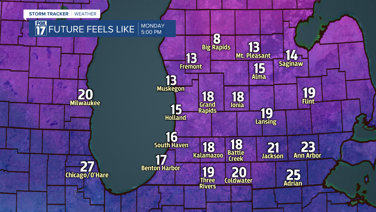 Monday wind chills