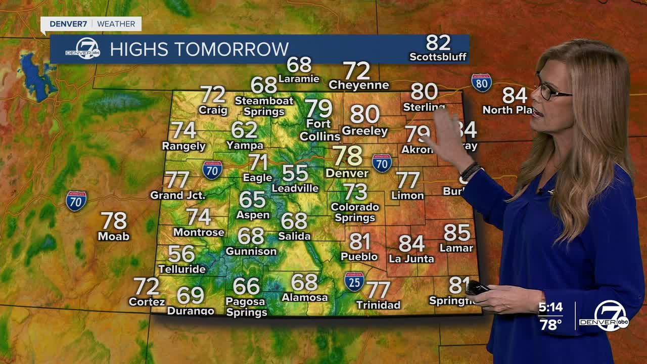 Highs on Monday statewide