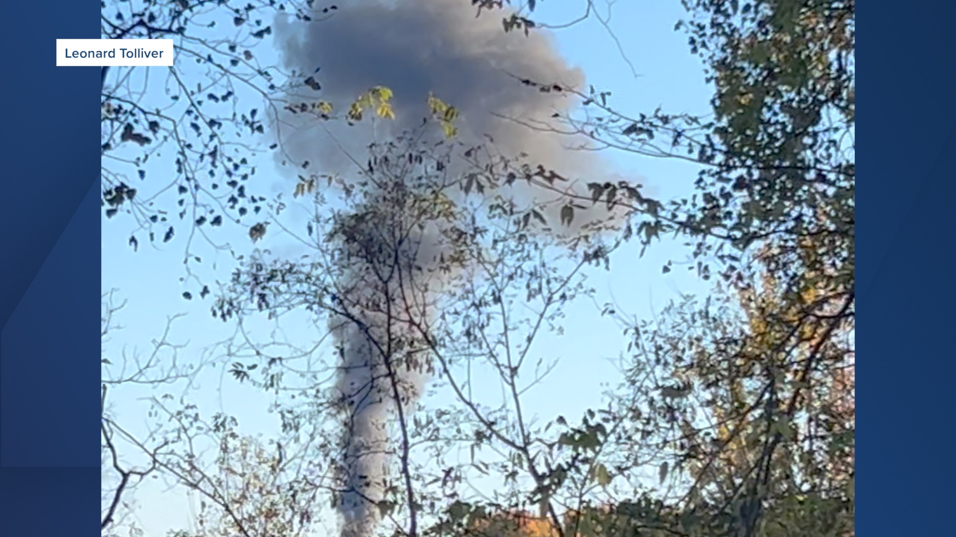 Smoke after plane crash in Bath Township