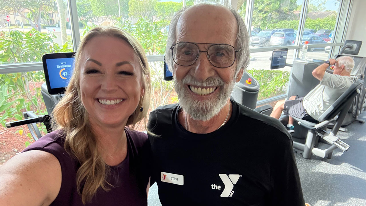 Ashley Glass with wellness coach at Peter Blum Family YMCA of Boca Raton.