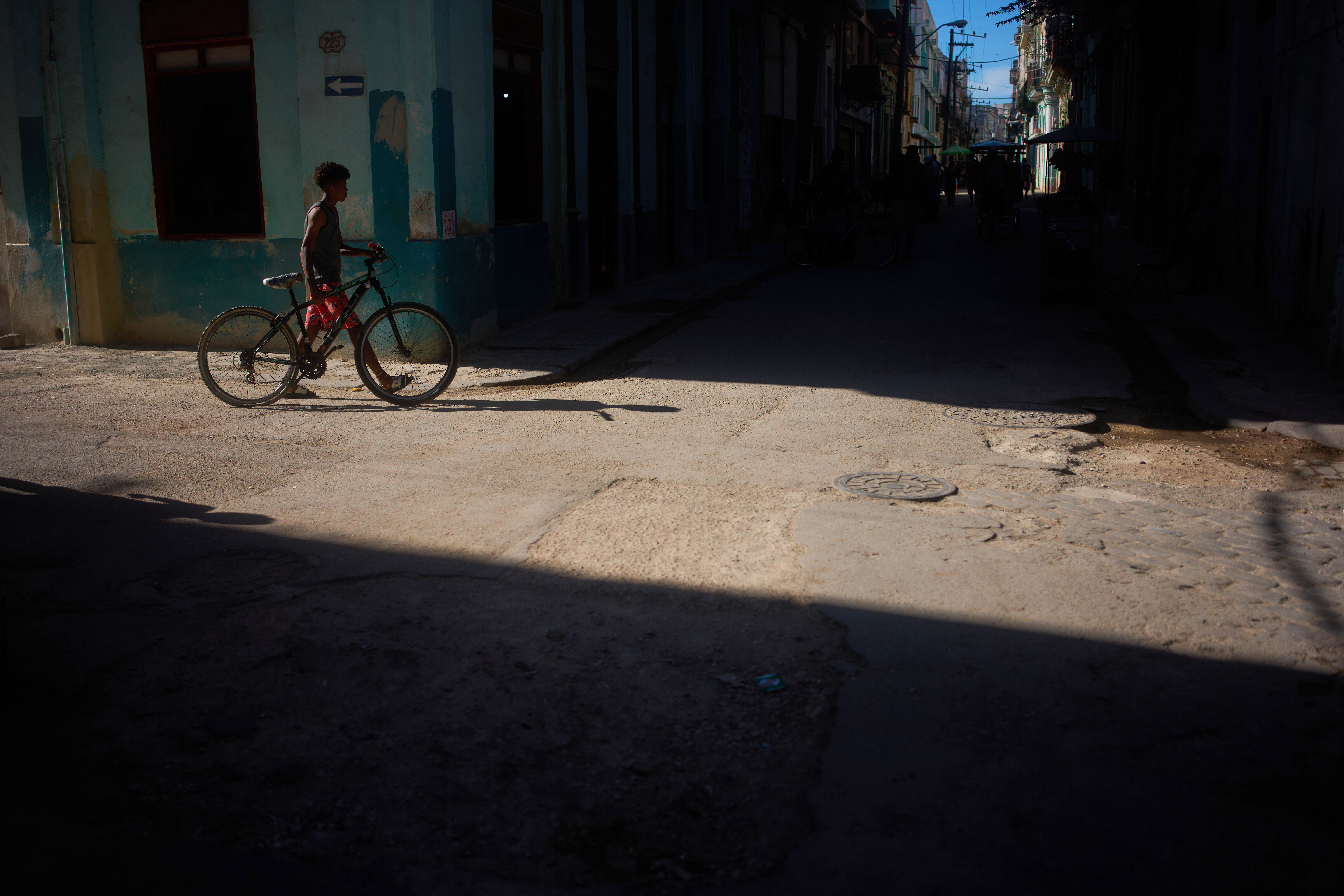 A man with his bicycle in Havana, Cuba, Tuesday, June 30, 2026.