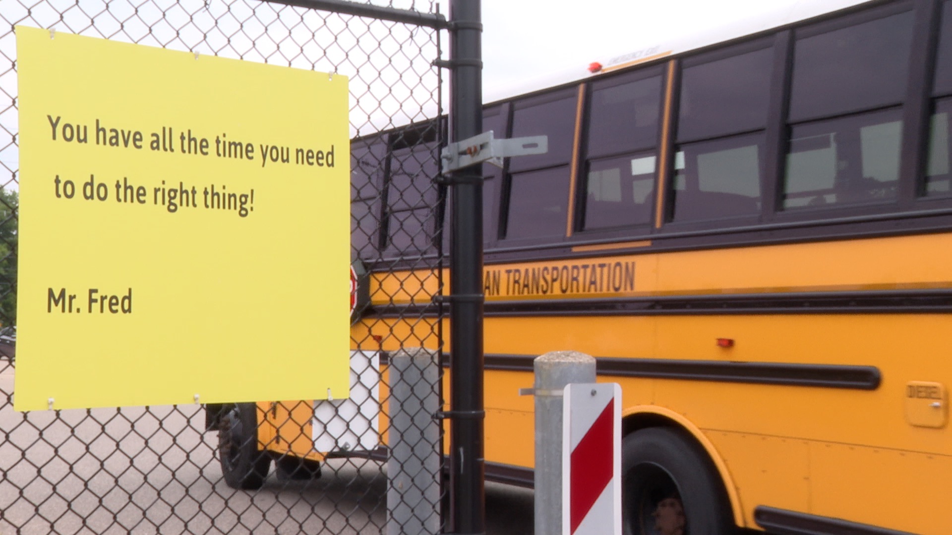 School bus leaves Dean Transportation