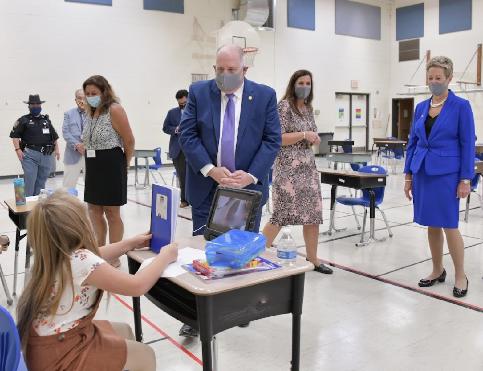 Hogan visits Caroline Co. students on their first day back to school
