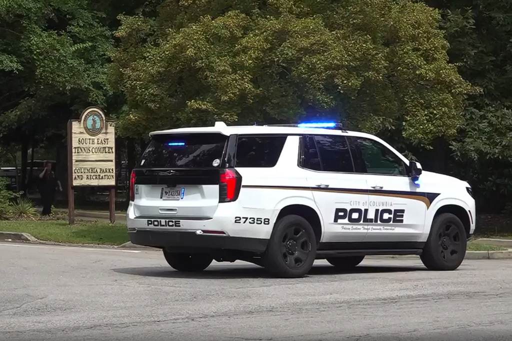 In this image made from video provided by WLTX News19, law enforcement responds to a shooting in Columbia, S.C., Saturday, Aug. 29, 2026. 