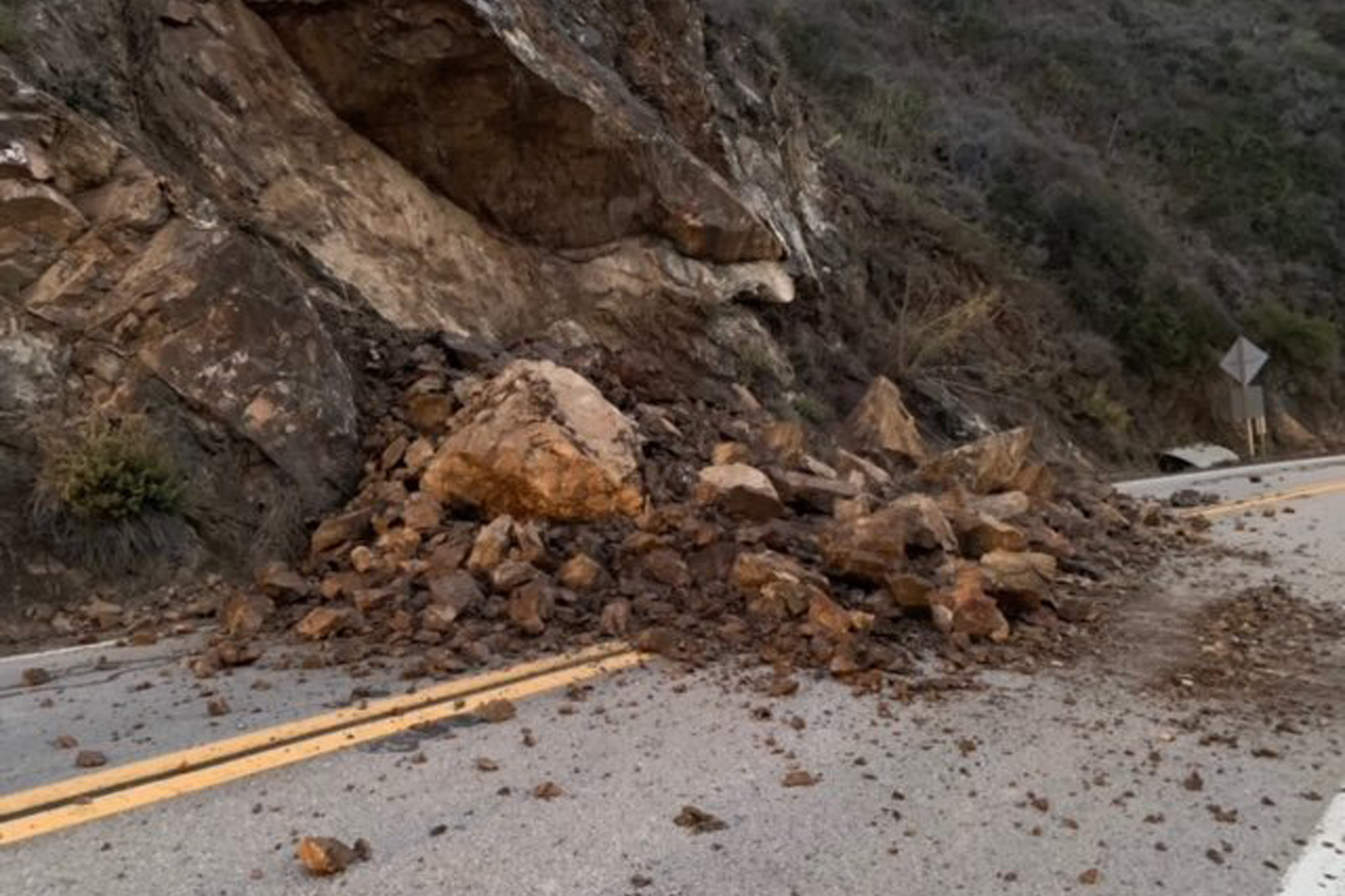 California Highway Rockslide
