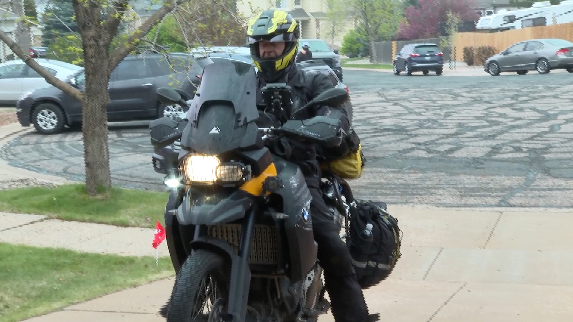 Thierry Wilhelm on his motorcycle
