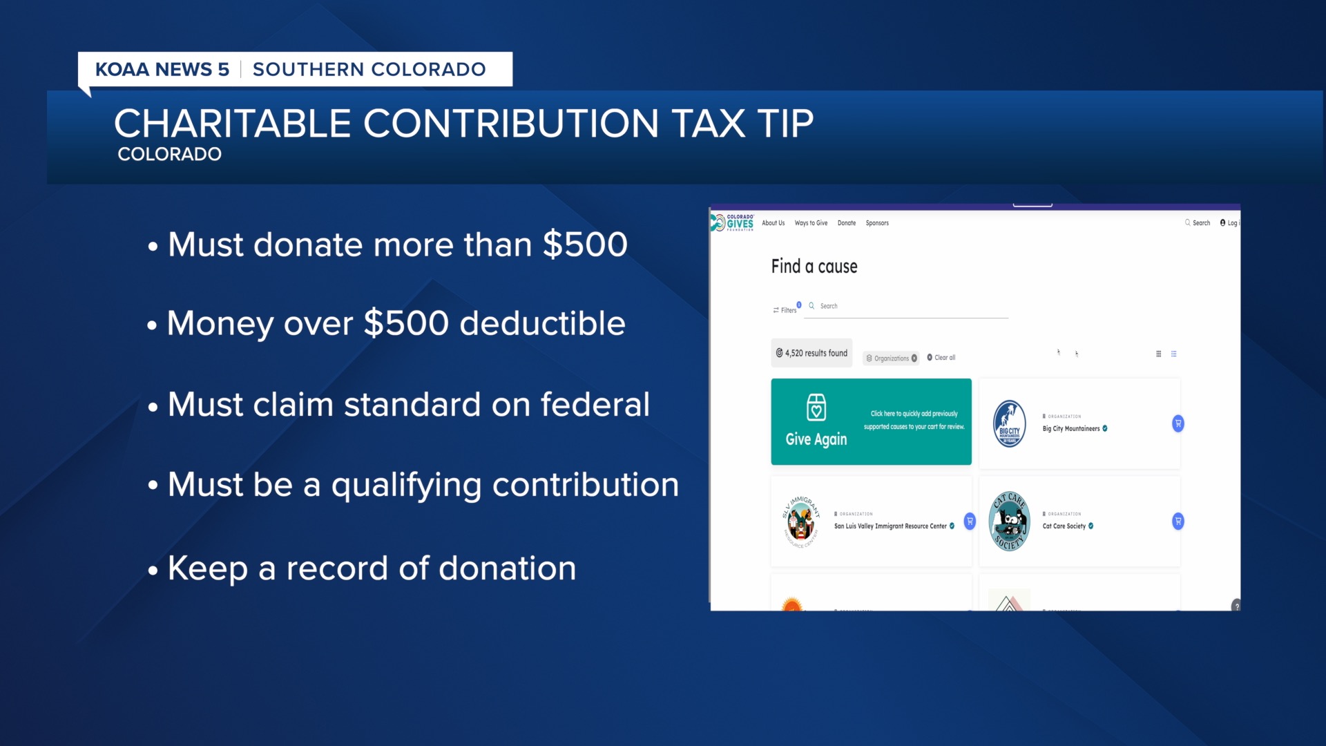 Taxes and giving in Colorado