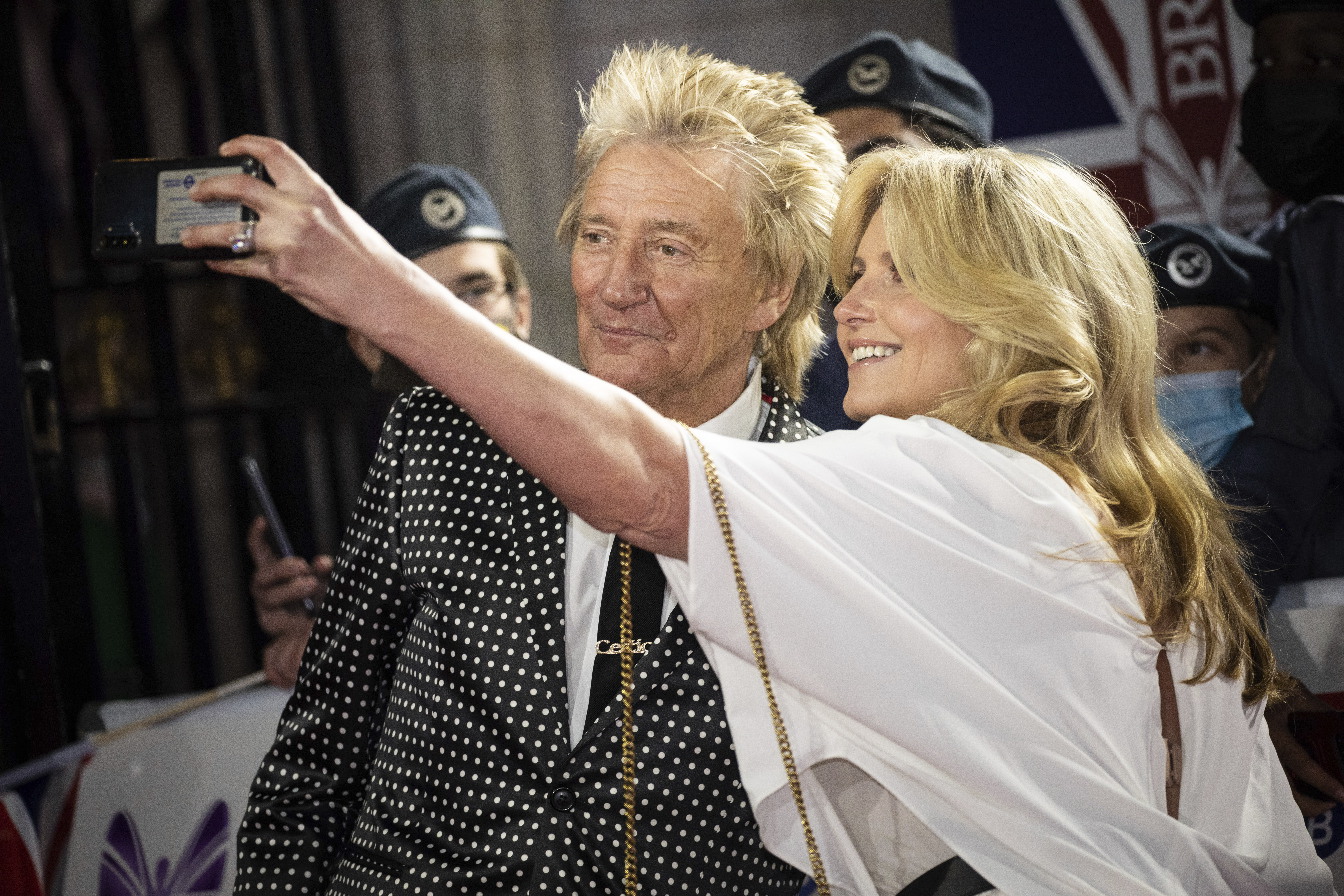 Rod Stewart and Penny Lancaster take selfie at Pride of Britain Awards in 2021