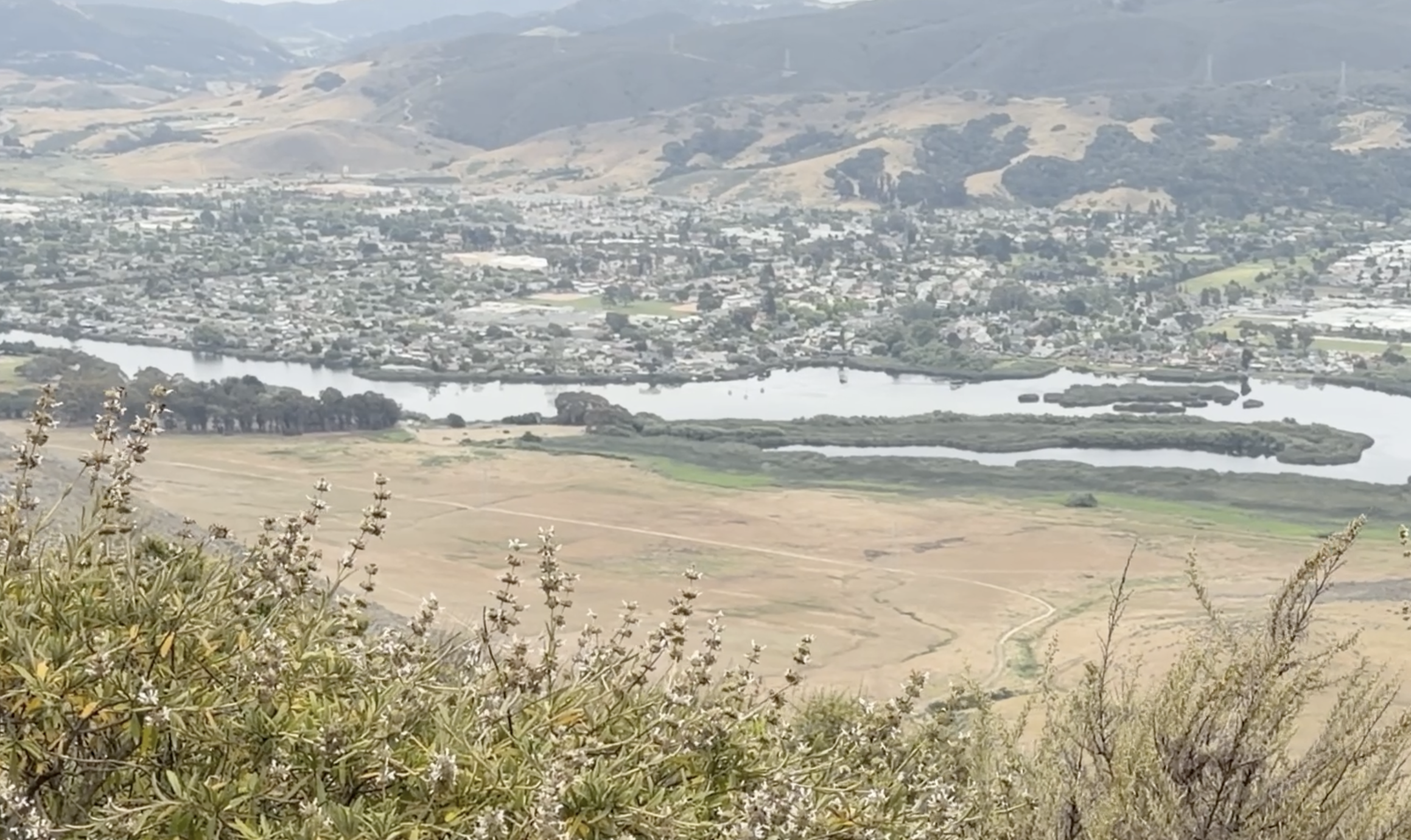 View of the City of San Luis Obispo from looking down atop Madonna Mountain