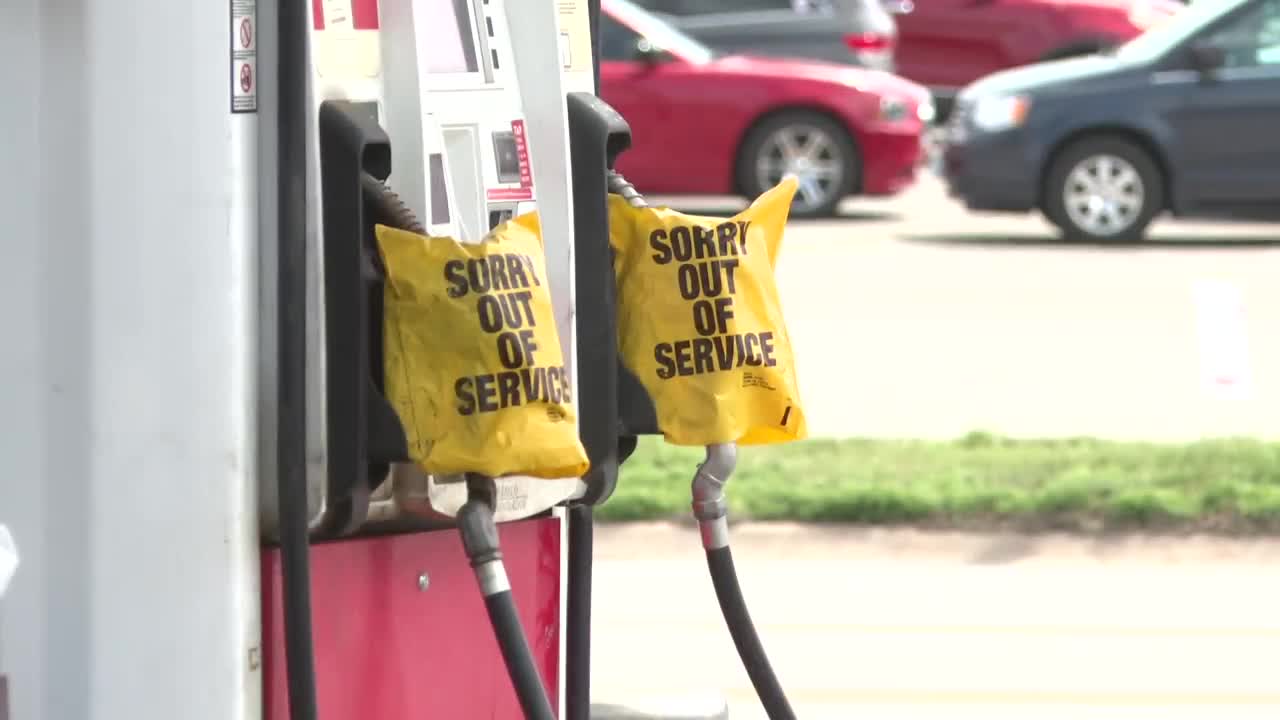 Bags on pumps at gas station