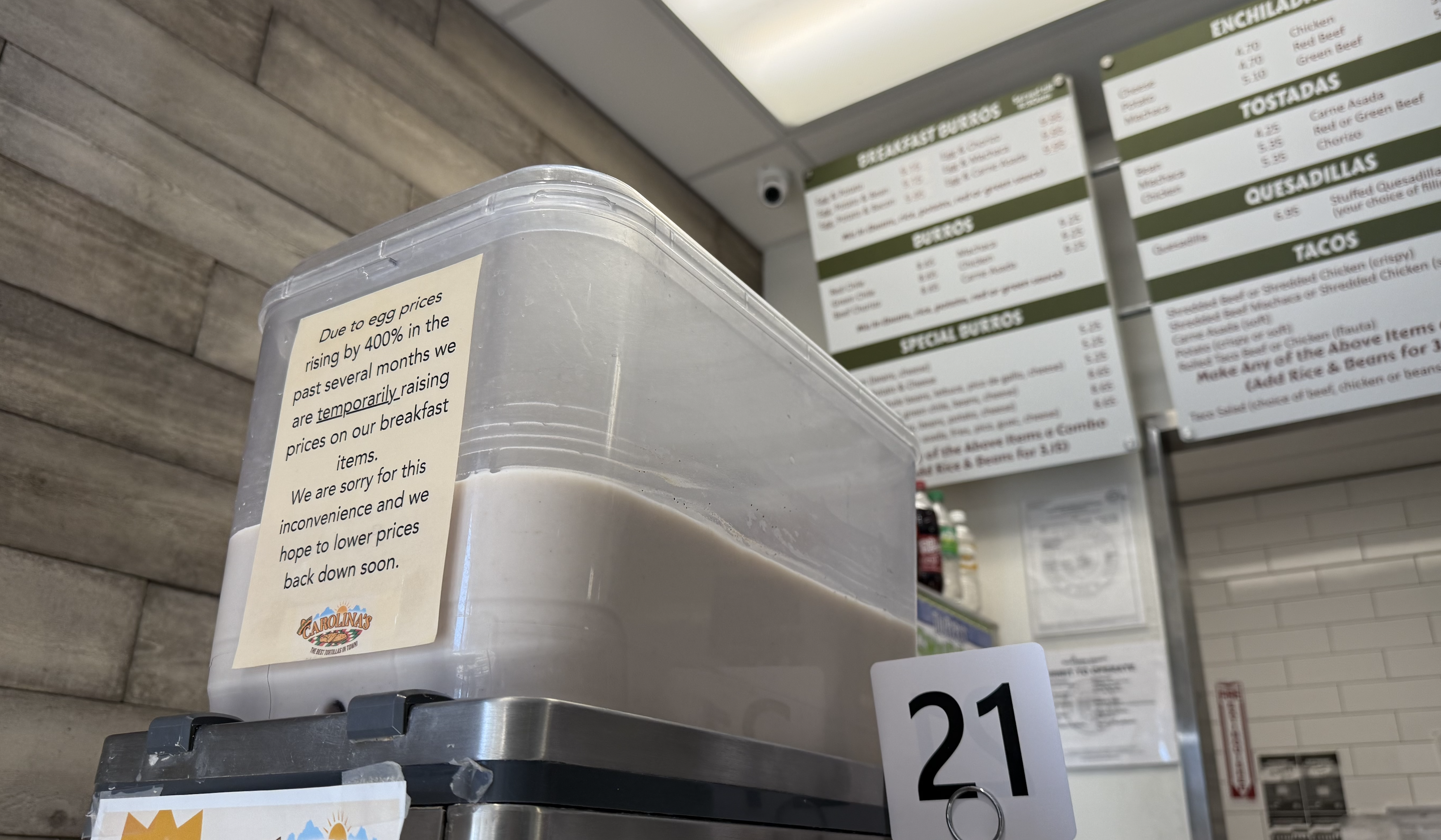 Carolina's Mexican food egg prices 