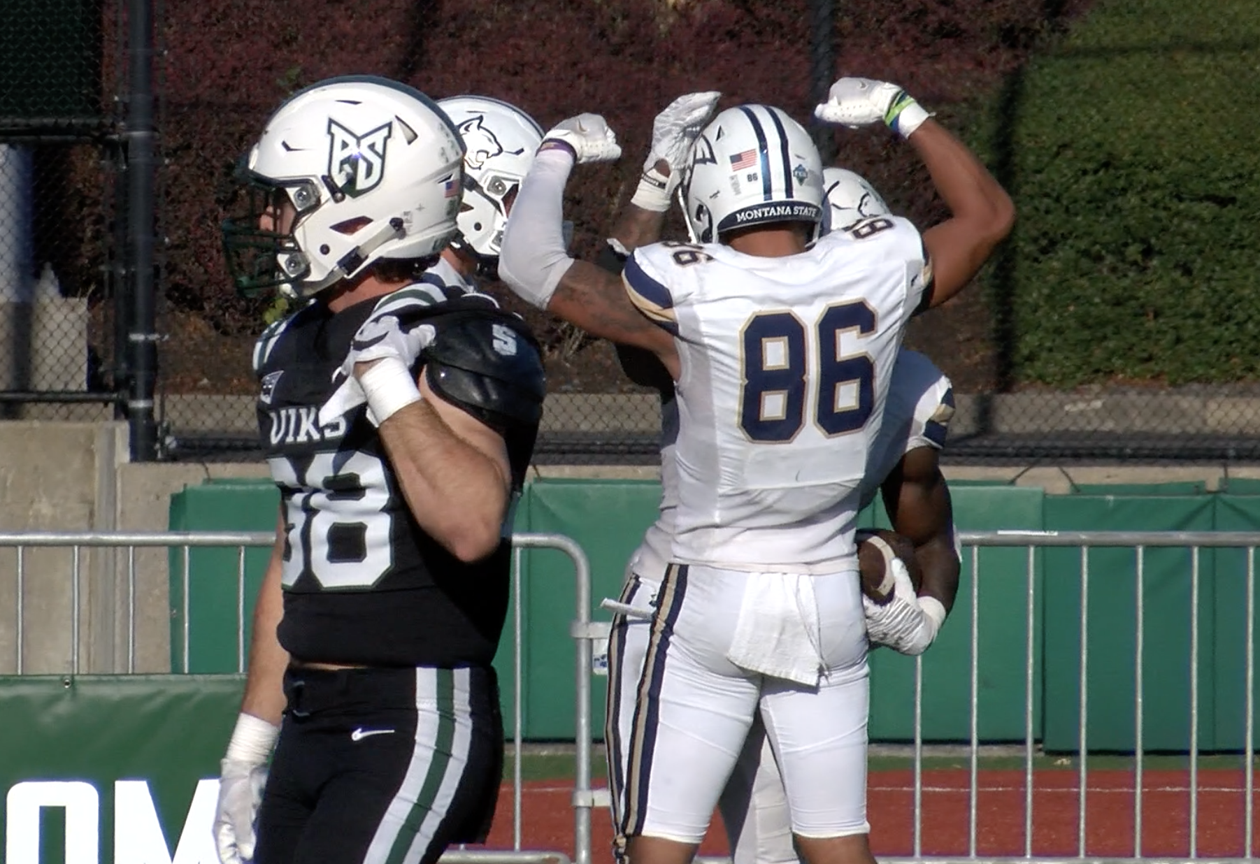 Lance McCutcheon celebrates in the end zone