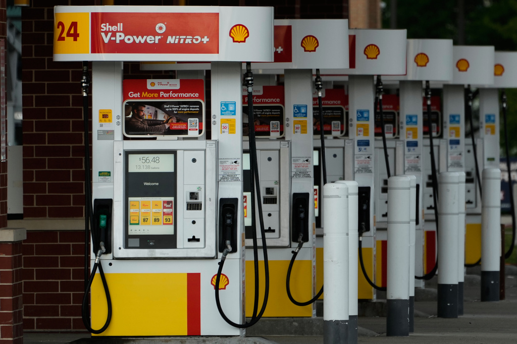 Gas pumps are seen at a gas station in Buffalo Grove, Thursday, June 25, 2026. 