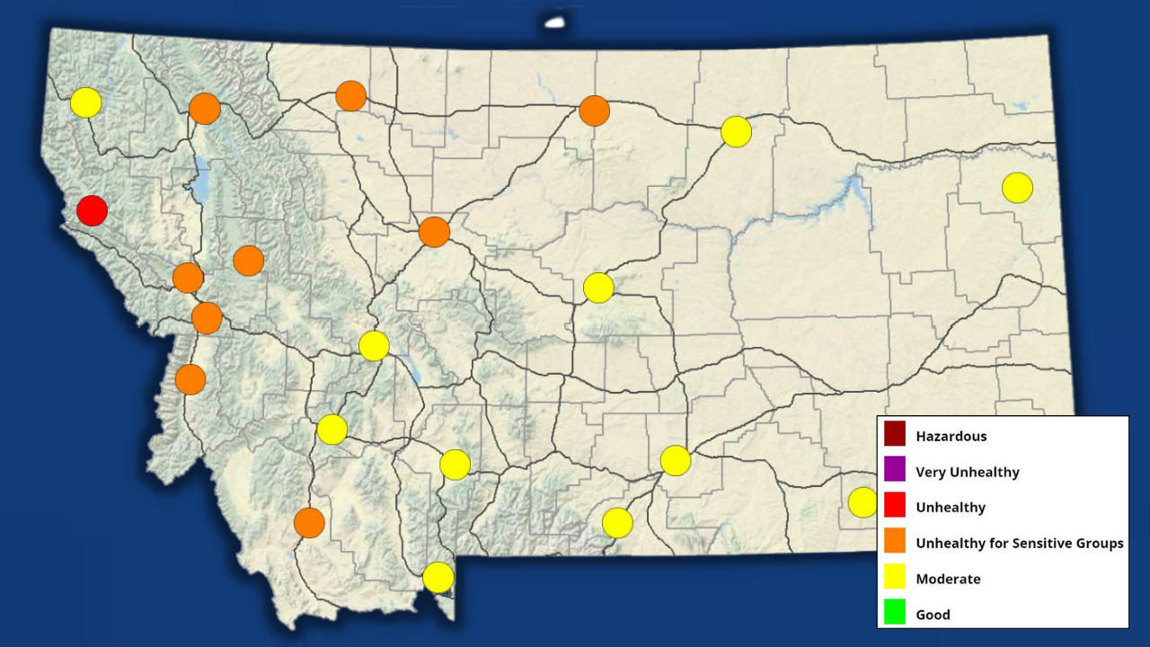 Air quality in Montana (Sunday, July 25, 2021)