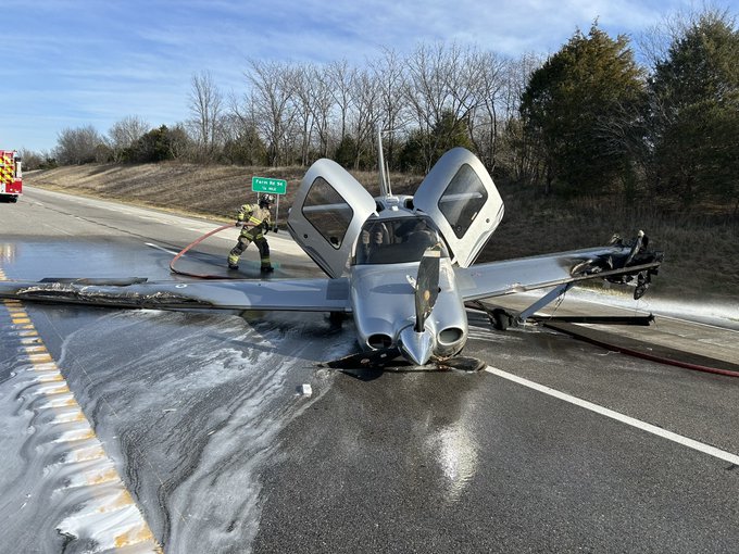 Plane lands on highway near Springfield